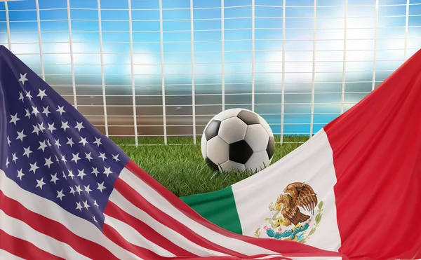 Zászló Usa Mexikó Design Futball Labda Ábra — Stock Fotó