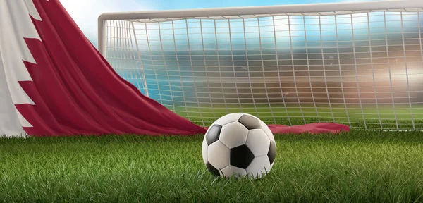 flag of Qatar soccer ball 3d-illustration