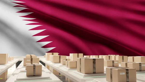 Zászló Katari Csomagok Illusztráció — Stock Fotó