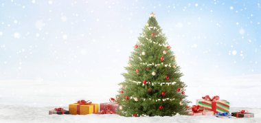 Yılbaşı için güzel bir Noel ağacı ya da Noel arkaplanı