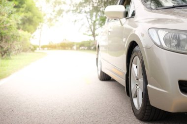 Yoldaki gümüş araba.