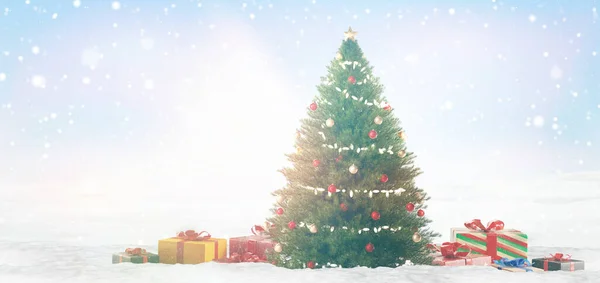 Όμορφο Εορταστικό Χριστουγεννιάτικο Δέντρο Για Νέο Έτος Χριστούγεννα Φόντο — Φωτογραφία Αρχείου