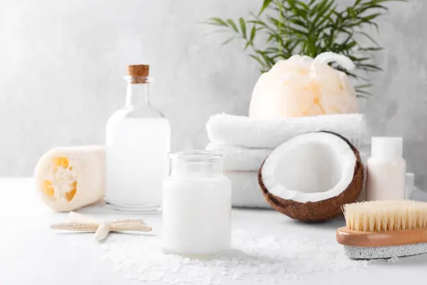 Coconut Spa Setting Health Care Items — Stok fotoğraf