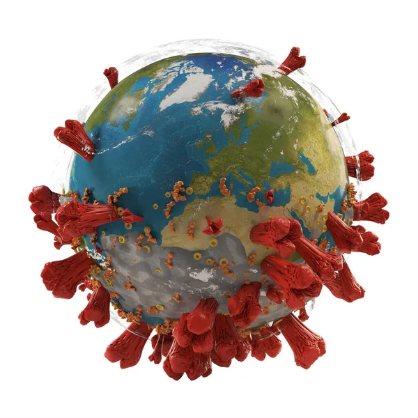 Virus Buněčný Svět Design Planety Coronavirus Ilustrace — Stock fotografie