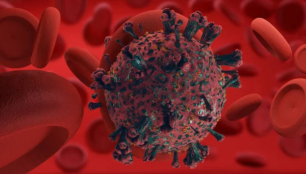 Détail Des Cellules Virus Coronavirus Des Cellules Sanguines Illustration — Photo