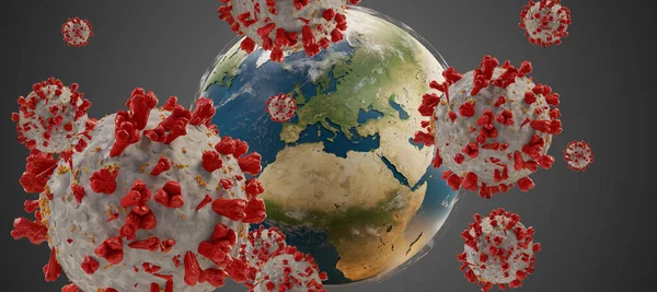 Küresel Virüs Covid Coronavirus Sembolik Detaylı Tasarım — Stok fotoğraf