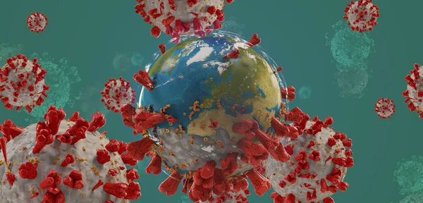 Küresel Virüs Covid Coronavirus Sembolik Detaylı Tasarım — Stok fotoğraf