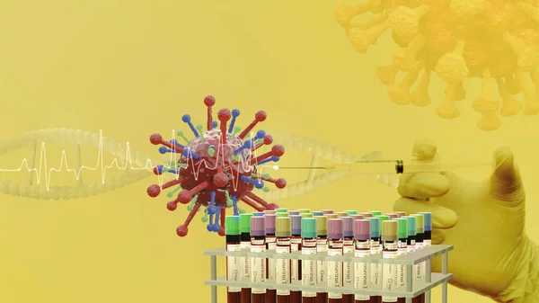 Test Vaccin Corona Test Biologique Laboratoire Avec Vaccin Contre Coronavirus — Photo