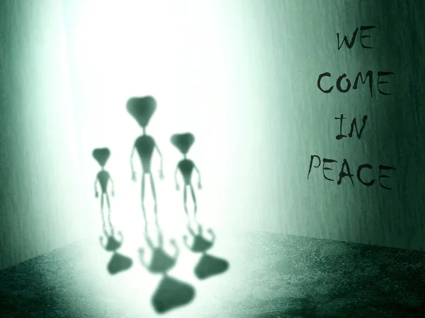 Come Peace Aliens Colorful Picture — Stock Photo, Image