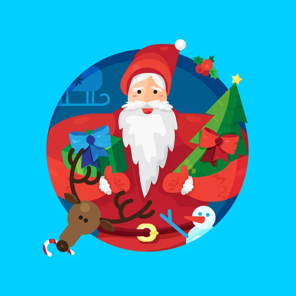 Tarjeta Navidad Con Ilustración Santa Claus — Foto de Stock