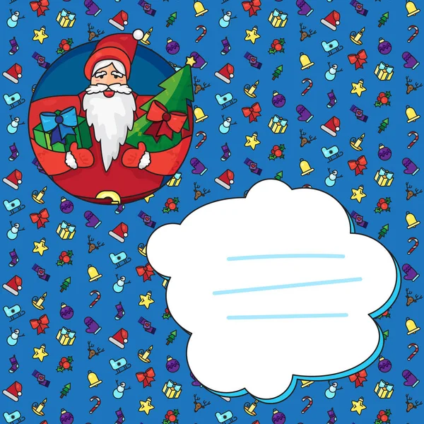 Tarjeta Navidad Con Ilustración Santa Claus — Foto de Stock
