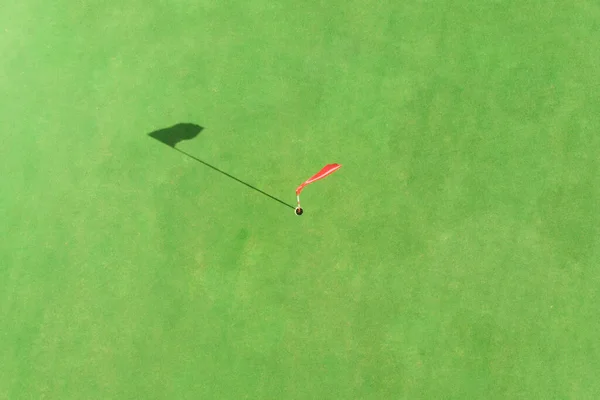 Вид Зверху Полюс Гольфу Зеленому Полі Гольфу — стокове фото