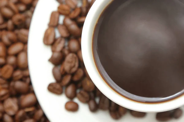 Tasse Kaffee Mit Röstkaffee Auf Klettenbeutel — Stockfoto