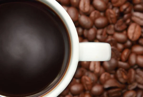Tasse Kaffee Mit Kaffeebohnen — Stockfoto