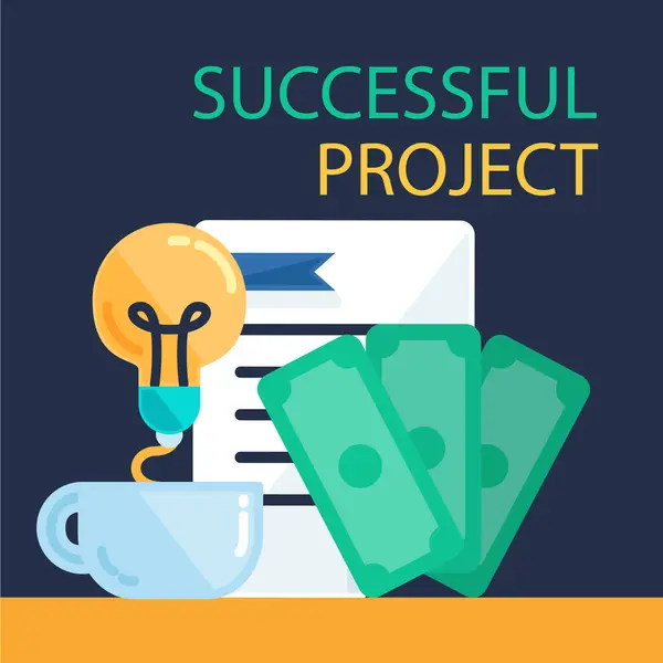 Successful Project Banner Money Background — Stock Photo, Image
