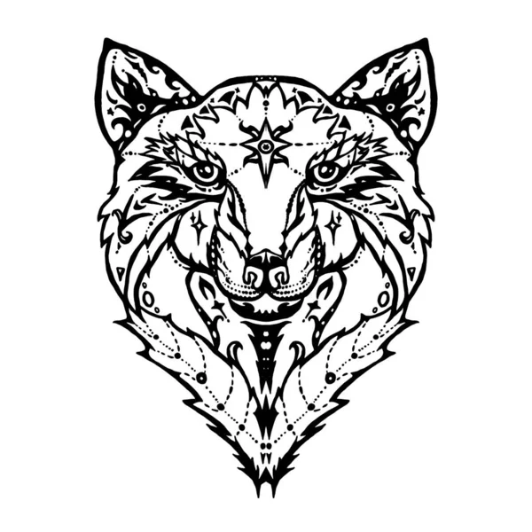 Wild Wolf Tatoeage Illustratie — Stockfoto