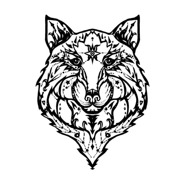 Dziki Wilk Tatuaż Ilustracja — Zdjęcie stockowe