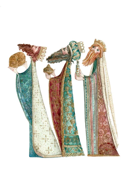 Trzech Mędrców Ilustracja Akwarela — Zdjęcie stockowe