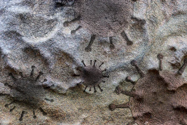 Bazı Virüs Fosilleriyle Eski Taş Kaya Dokuları — Stok fotoğraf