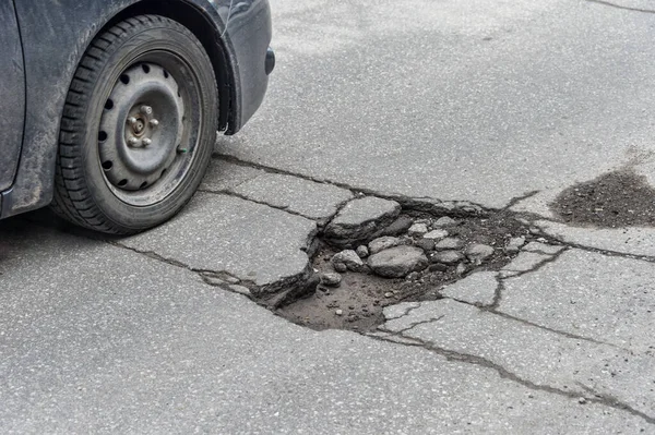 Large Pothole Montreal Canada — Stock Photo, Image