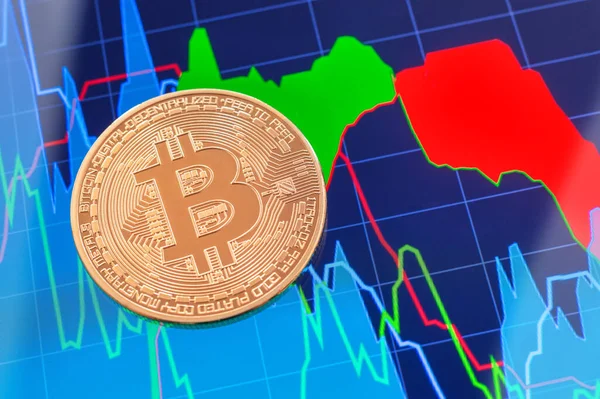 Cryptocurrency Bitcoin Över Tablettskärmen — Stockfoto