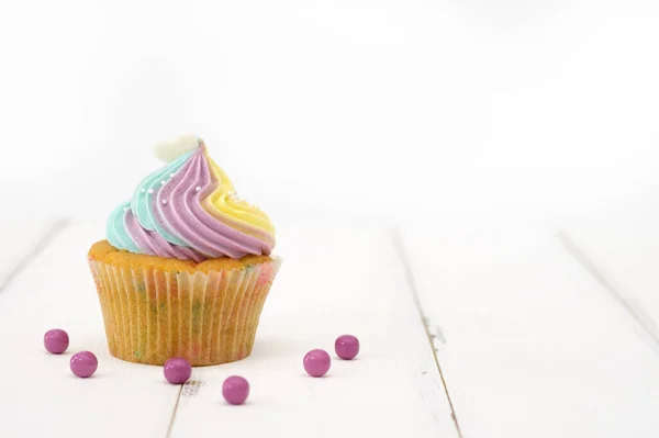 Vista Perto Delicioso Cupcake Doce — Fotografia de Stock