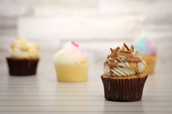 Zblízka Pohled Lahodné Sladké Cupcakes — Stock fotografie