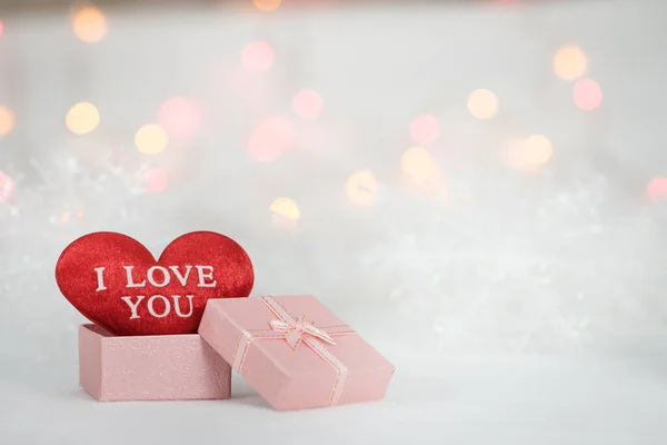 Close Shot Decorated Gift Box Festive Background Valentines Day Concept — Stock Photo, Image