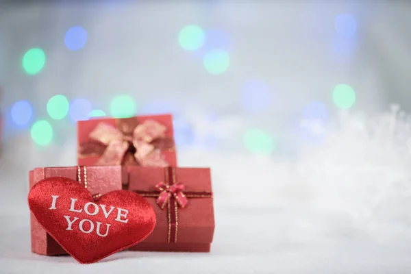 Close Shot Decorated Gift Boxes Festive Background Valentines Day Concept — Stock Photo, Image