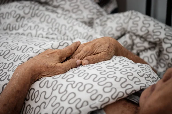 Senior Sleeping Woman Home Bed — Stock Photo, Image