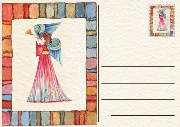 Angel Watercolor Illustration Close — Stock Photo, Image