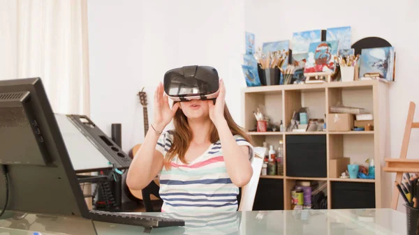 young woman in vr headset.