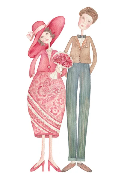 Mariage Couple Illustration Colorée — Photo