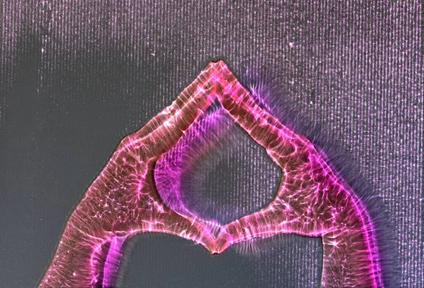 Illustration Einer Leuchtenden Menschlichen Hand Mit Einem Kirlian — Stockfoto