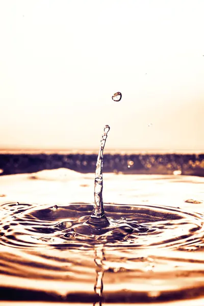 Queda Fundo Gota Água — Fotografia de Stock