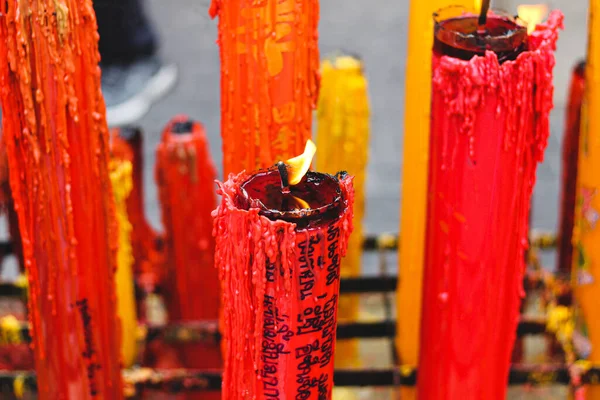Chinese Rode Kaarsen Achtergrond Close — Stockfoto