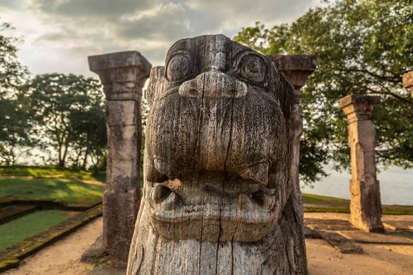Statue Lion Salle Audience Nissanka Malla Kings Polonnaruwa — Photo