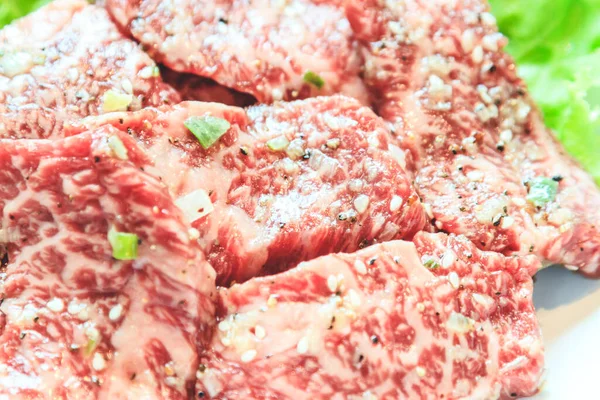Fatia Carne Crua Para Churrasco Comida Japonesa Yakiniku — Fotografia de Stock