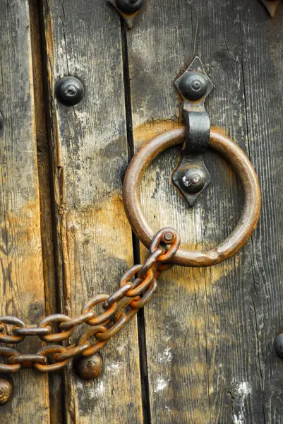 Secure Wooden Doors Close — Stock Photo, Image