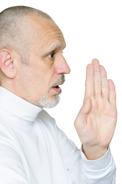 Senior Man Telling Stop Não Faça Isso — Fotografia de Stock