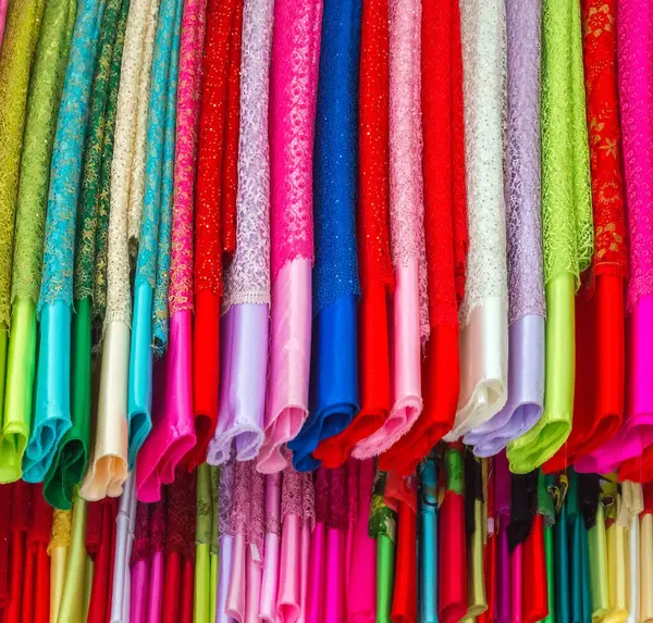 Silk Samples Fabrics Close — Stock Photo, Image