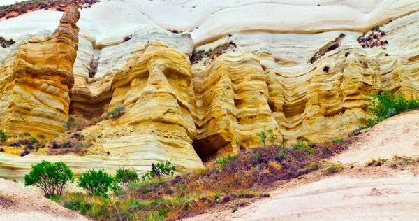 Rocce Vulcaniche Turchia Texture Sfondo Pietra Calcarea Arenaria — Foto Stock