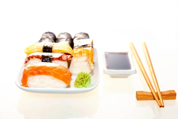 Sushi Saboroso Conceito Frutos Mar Japoneses — Fotografia de Stock
