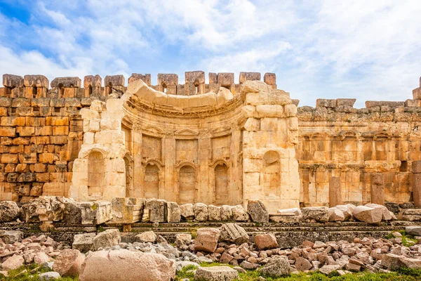 Oude Ruïnes Van Grote Hof Van Jupiter Tempel Beqaa Valley — Stockfoto