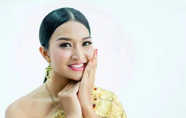 Piękna Tajka Dziewczyna Tradycyjnym Stroju Kultury Tożsamości — Zdjęcie stockowe