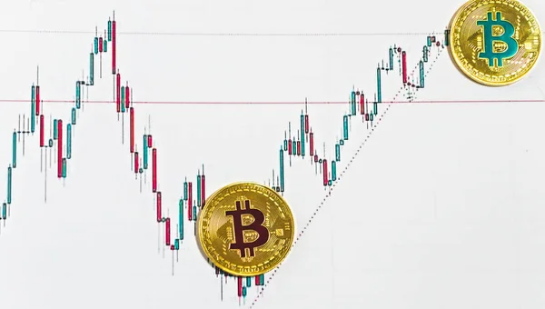 Diagram Över Kursen Bitcoin Crypto Btc Digital Marknadsföring Analyzi — Stockfoto