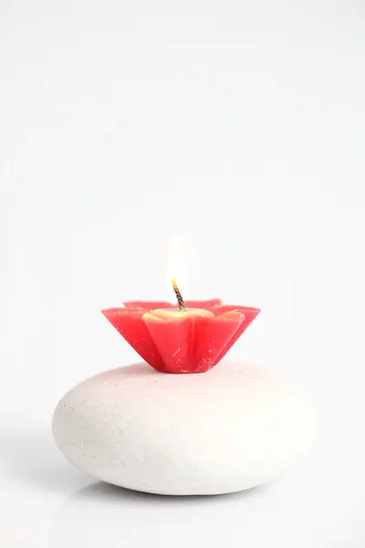Flower Candle Stone Isolated White Background — Stock Photo, Image