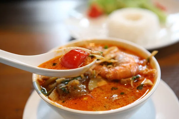 Tom Yum Soup Thai Traditional Spicy Prawn Soup — Stock fotografie