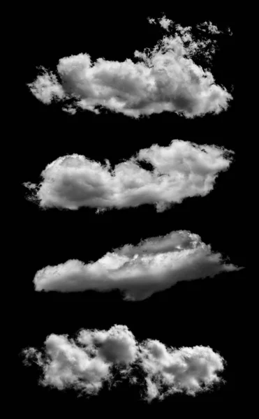 Nuvole Bianche Isolate Uno Sfondo Nero — Foto Stock