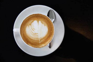Cappuccino kahvesi. Yakın çekim.